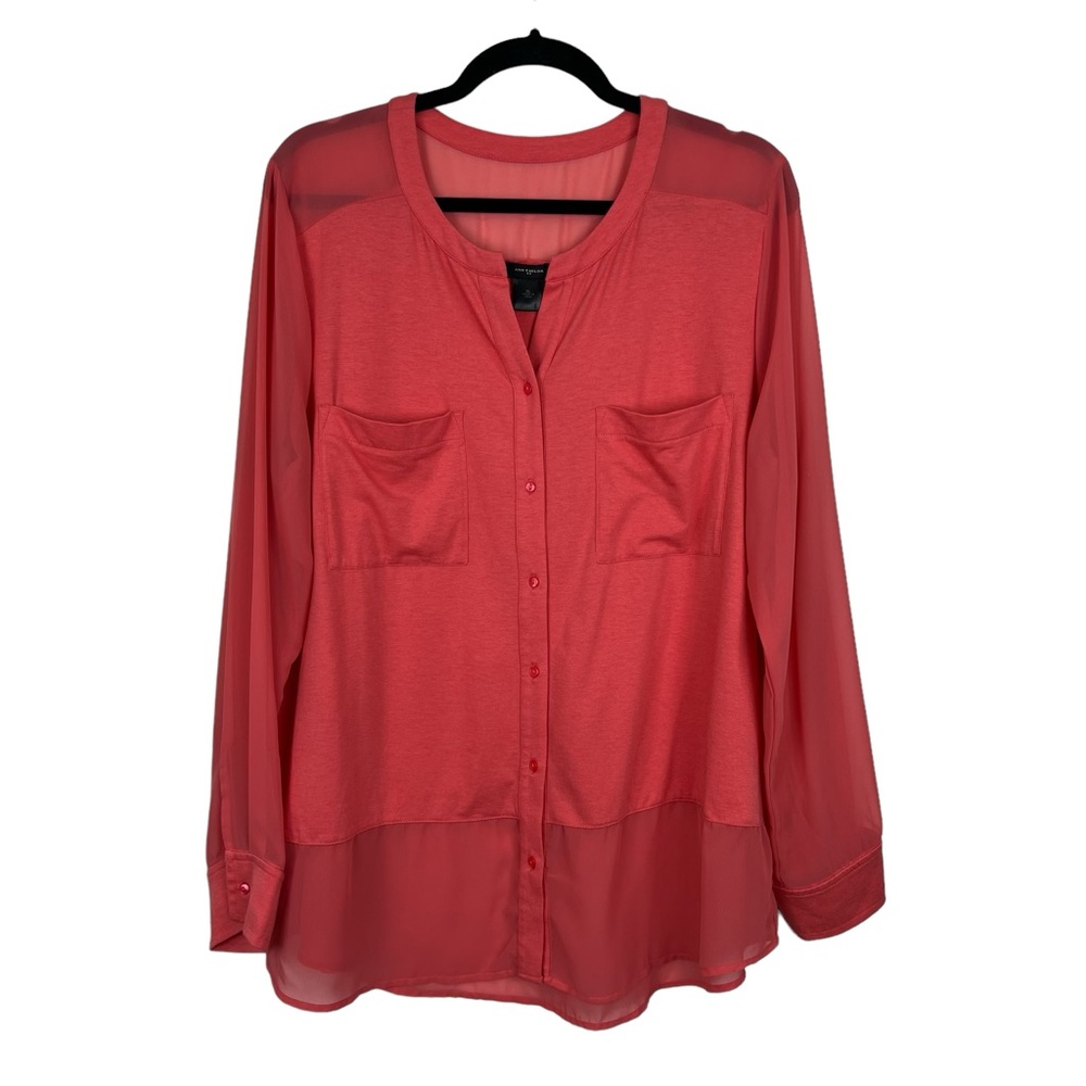 Ann Taylor Coral Button-Up Blouse